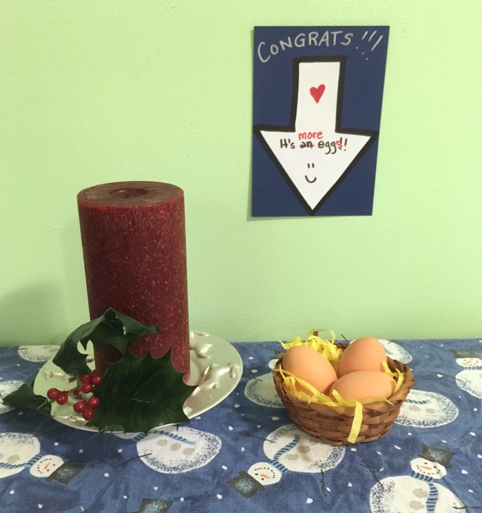 More eggs and holiday decs